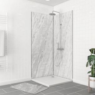 Pack de 2 Panneaux Muraux Pierre Artic Storm 90+90x210 cm avec Profilés NOIR MAT - STONE'IT