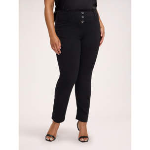 Fiorella Rubino - Jeggings en denim negro con tres botones - Negro