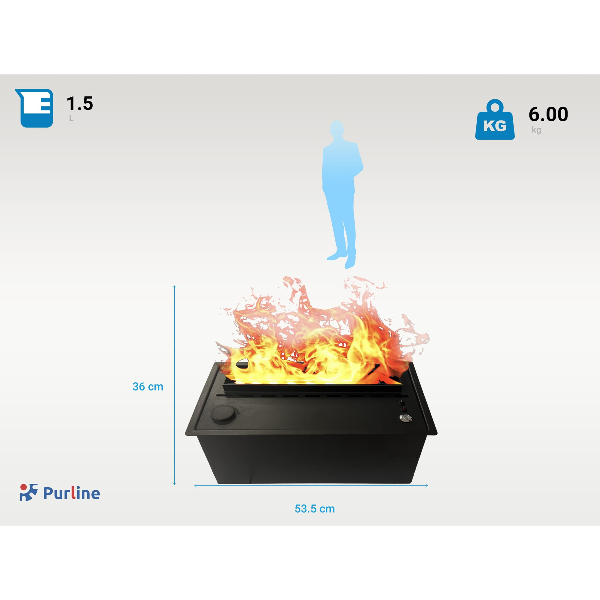 Cheminée décorative à flamme simulée format compact