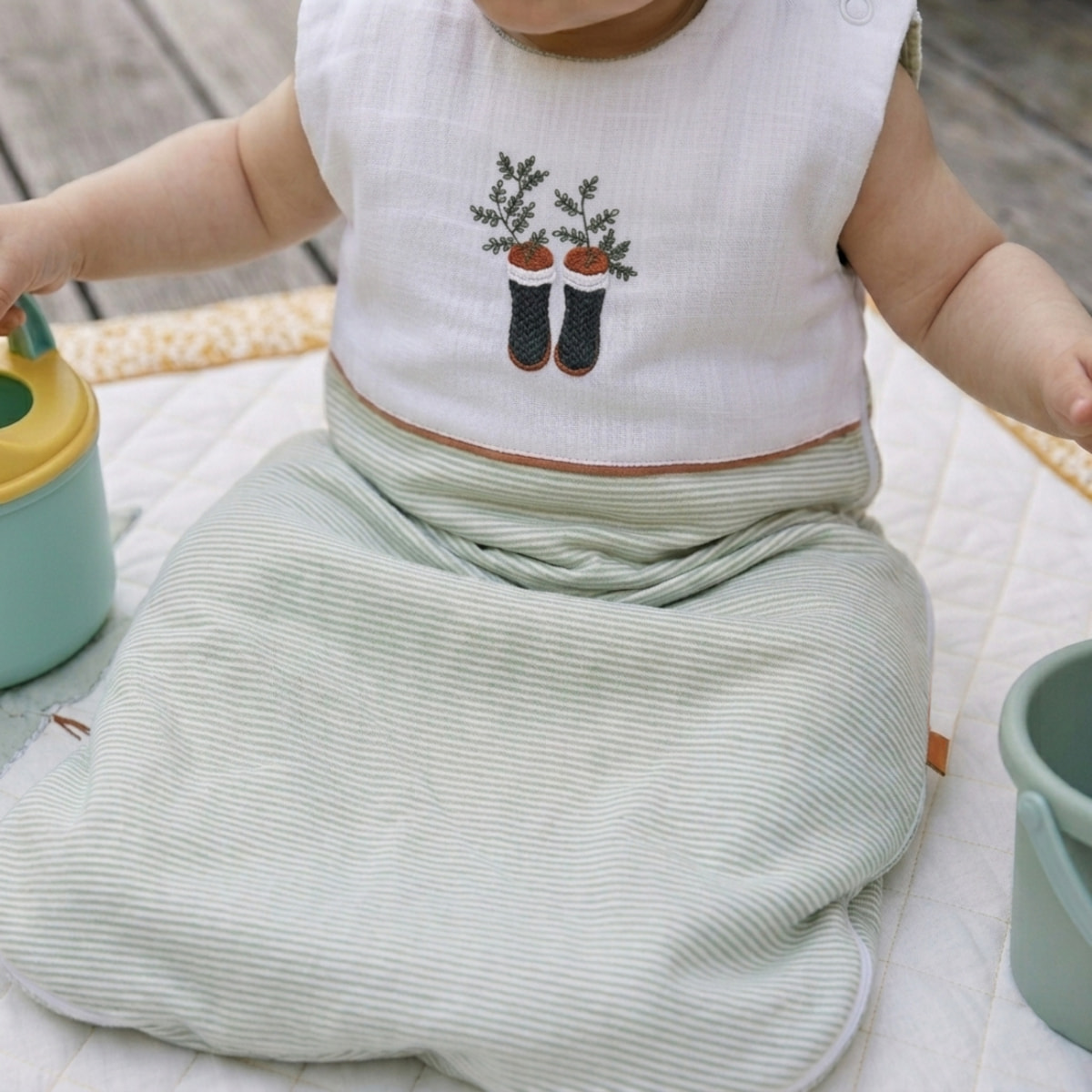 Gigoteuse ouatinée 0/6 mois en Lin Vert