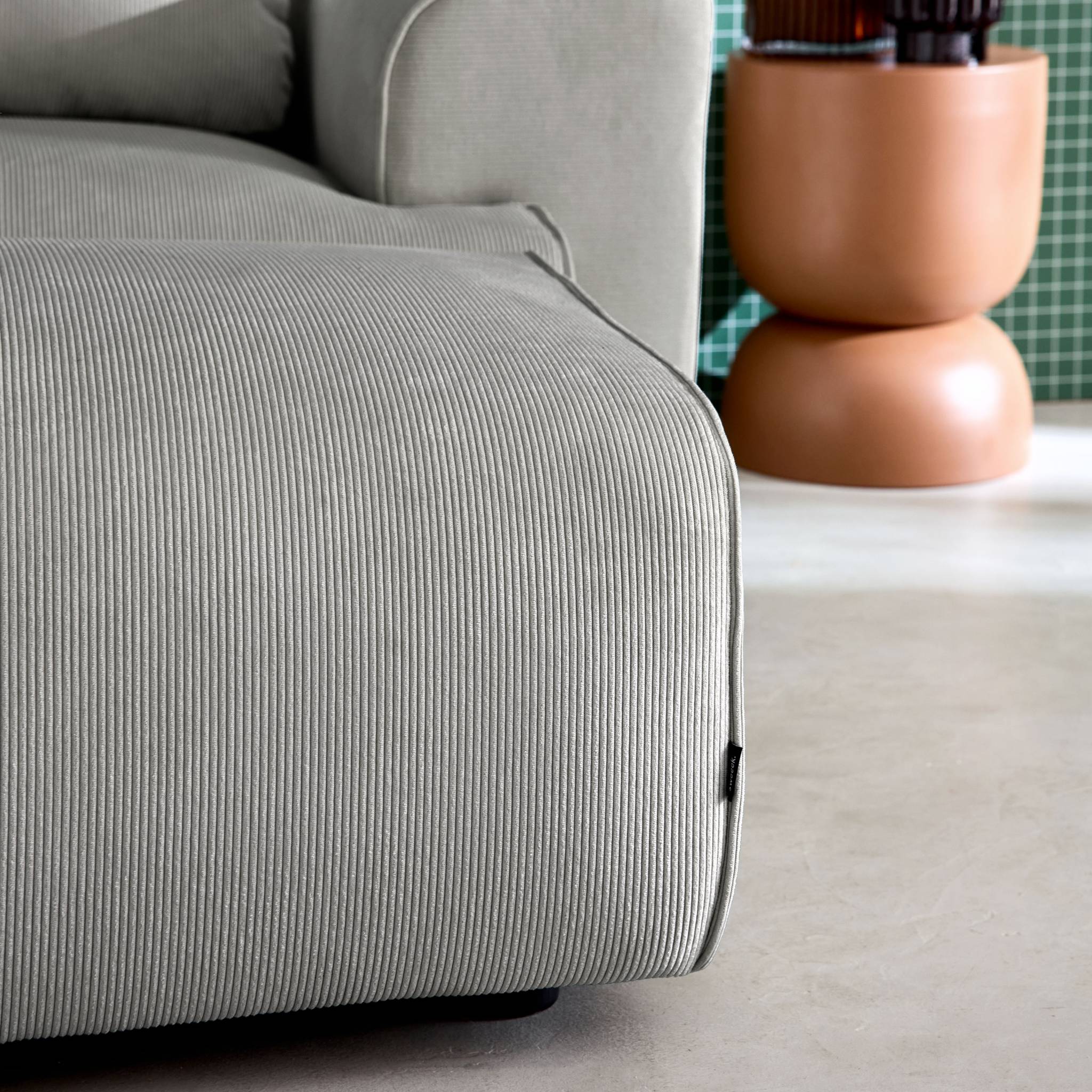 Pouf, repose-pieds pour canapé 3 places Wallas velours côtelé WALLAS
