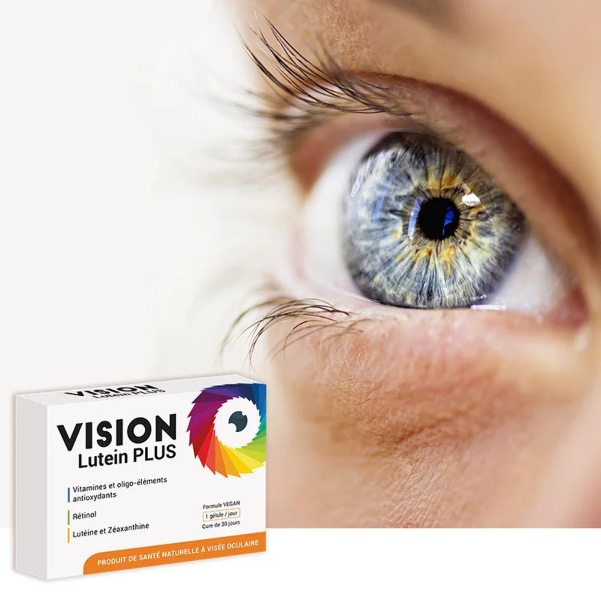 NUTRIEXPERT - Vision Lutein Plus - Améliore l'acuité visuelle nocturne - Protège les cellules du stress oxydatif - Vegan - Sans Gluten - Sans Lactose - Cure 30j