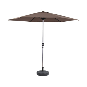 Parasol jardin droit Alu "Sol" - Rond - Ø 3m - Gris - Avec pied à lester