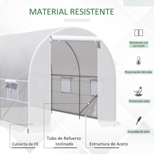 Invernadero de Jardín 4x2x2m Huerto Tipo Túnel 6 Ventanas Cultivos Plantas