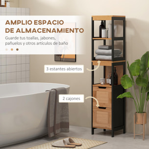 Armario Alto para Baño de Madera 30x30x144,3cm Negro, Bambú