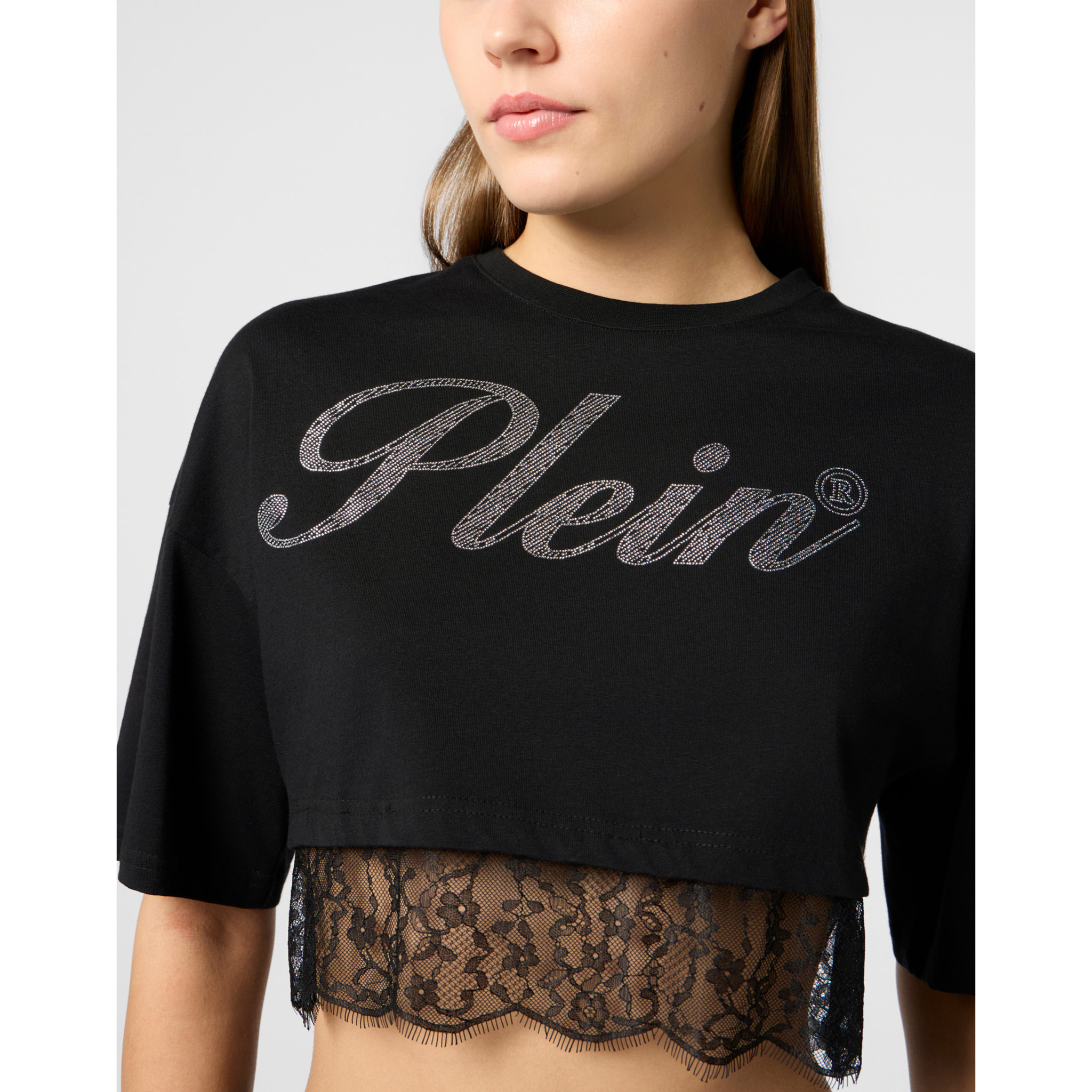 PHILIPP PLEIN Cropped T-Shirt Lace