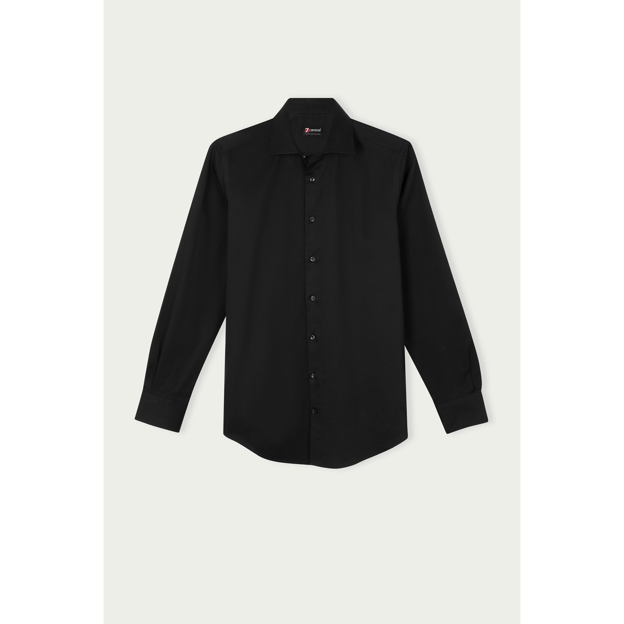 Camicia Uomo 1 Bottone Francese Slim Cotone Unito Nero