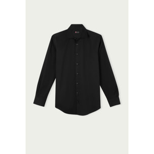 Camicia Uomo 1 Bottone Francese Slim Cotone Unito Nero