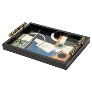 Bandeja Abstracta Piel Metal Lacado 45x33x9 Cm