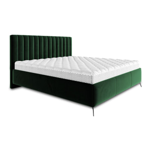 Mendoza - lit coffre - 180x200 - sommier inclus - en velours - Vert