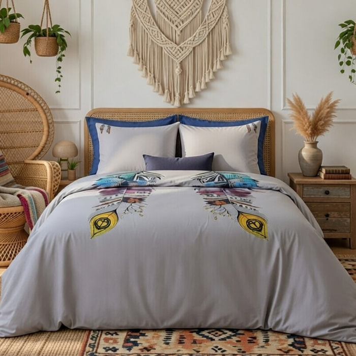 Parure housse de couette percale coton 70fils monica