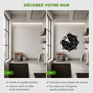 Sticker ardoise tableau noir - stickers muraux adhésif effaçable - CALENDRIER ROUE HEBDOMADAIRE
