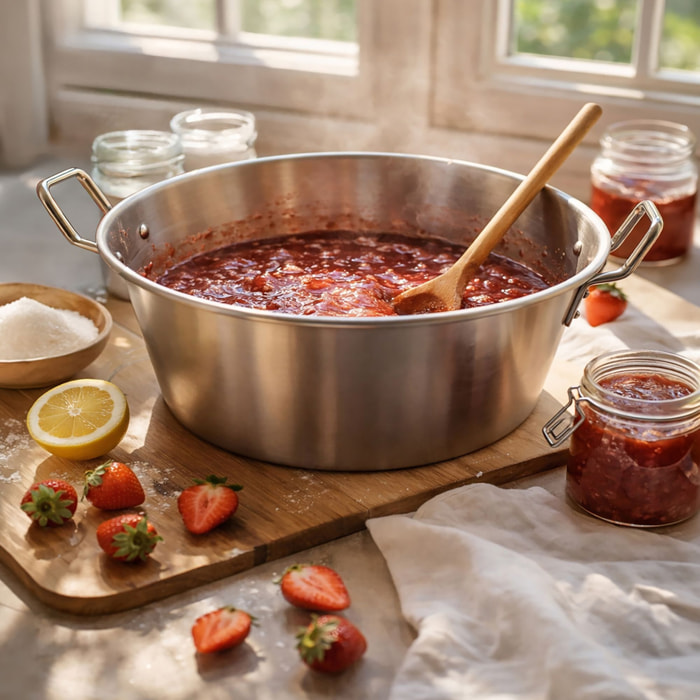 Bassine à confiture avec poignées 41cm en acier inoxydable