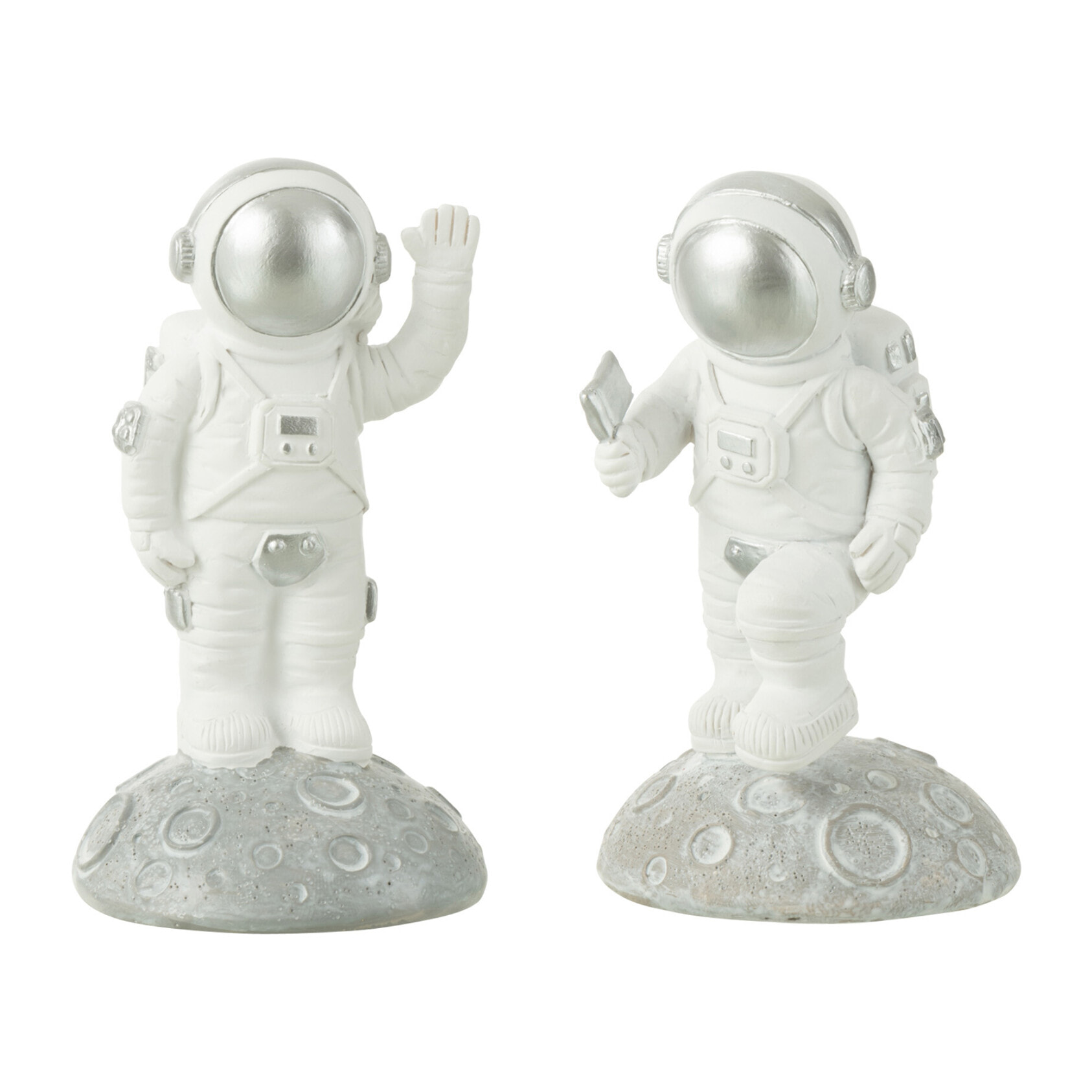 J-Line décoration Astronaute - polyrésine - blanc/argent - 2 pcs