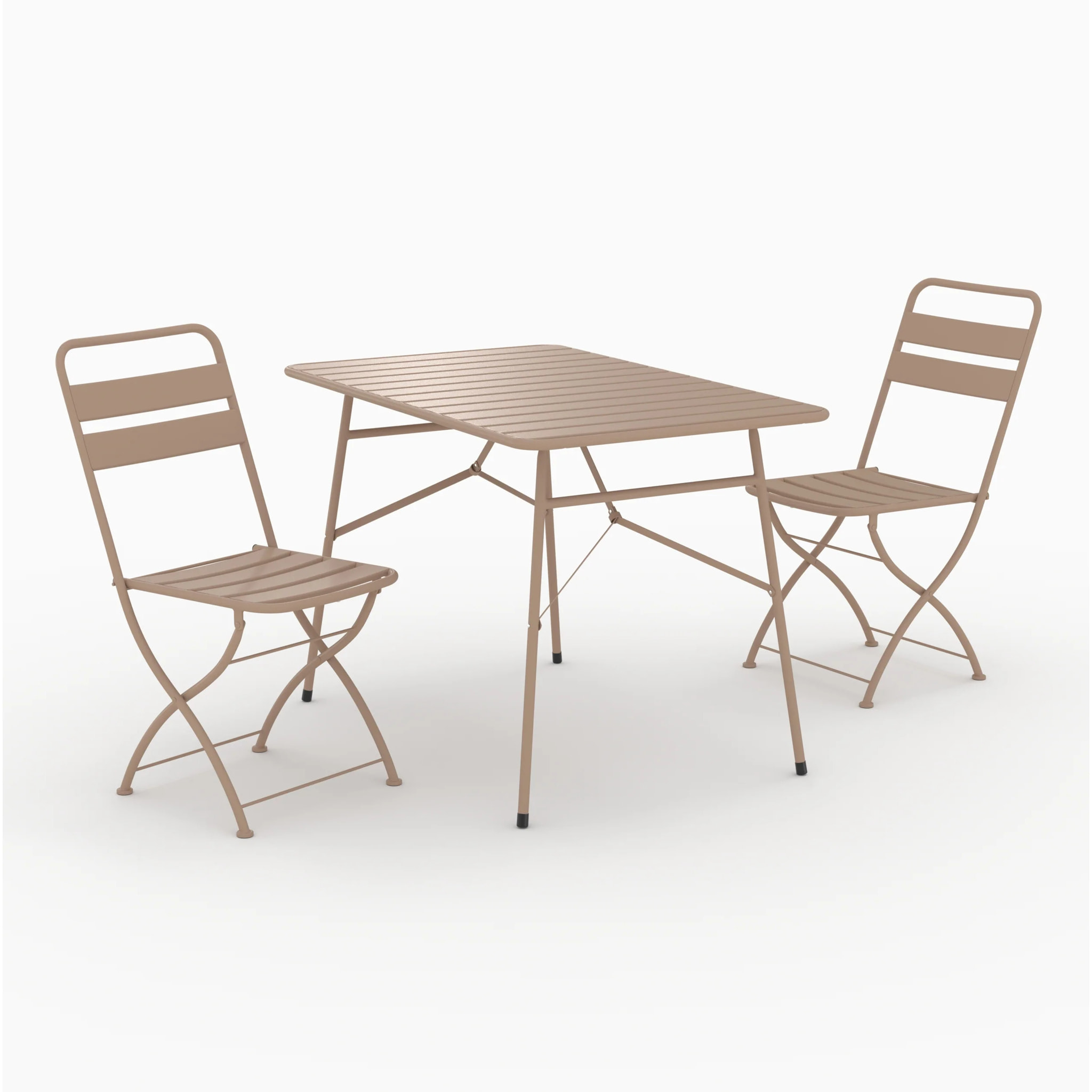 Table et chaises de jardin pliantes 4 personnes en métal taupe - Yumi