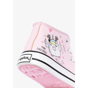 Zapatillas Unicorn Hi-Top Niña Napa Rosa