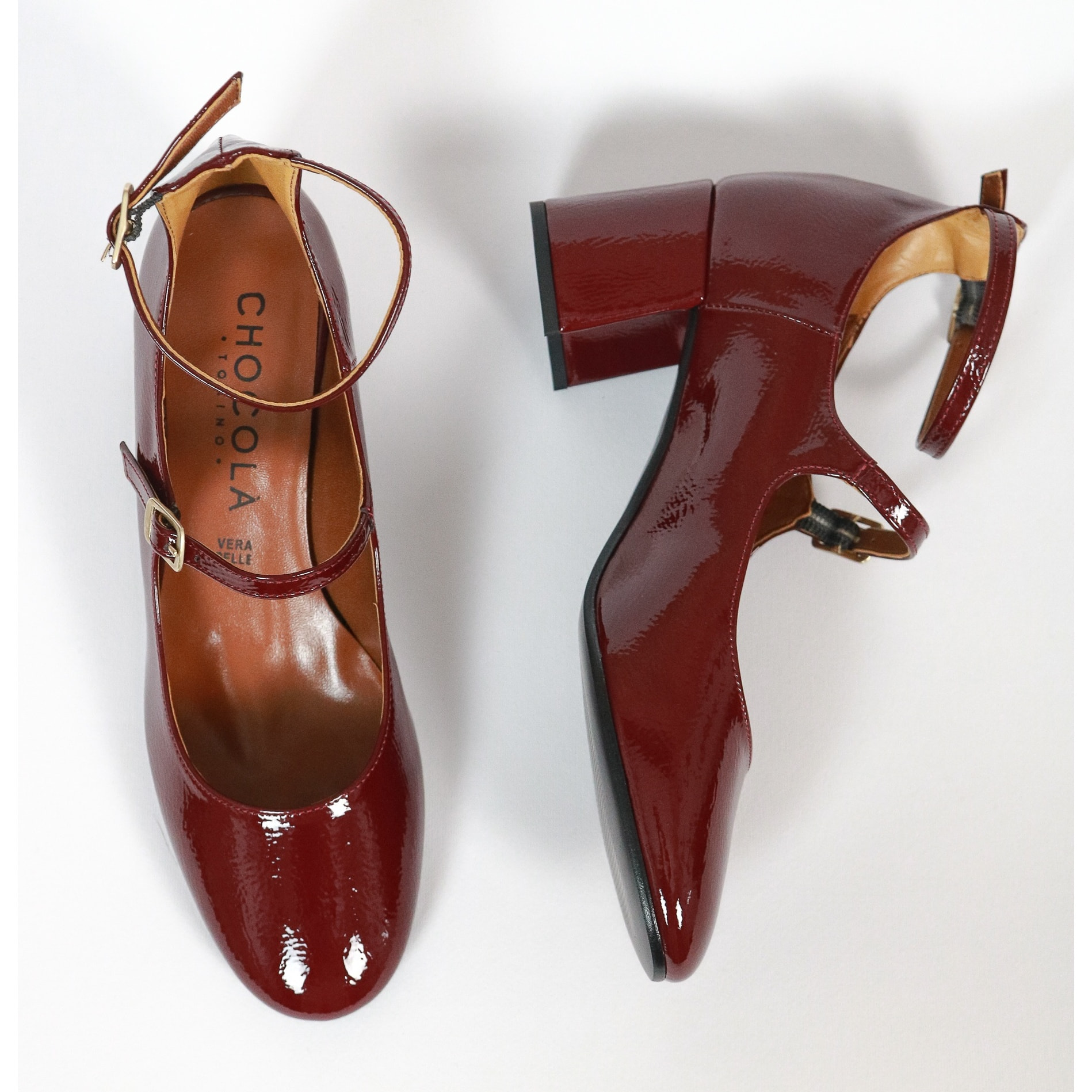 MARY JANE 2 CINTURINI CHOCOLA' BORDEAUX