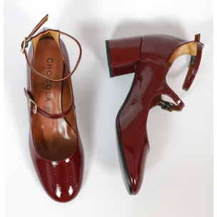 MARY JANE 2 CINTURINI CHOCOLA' BORDEAUX