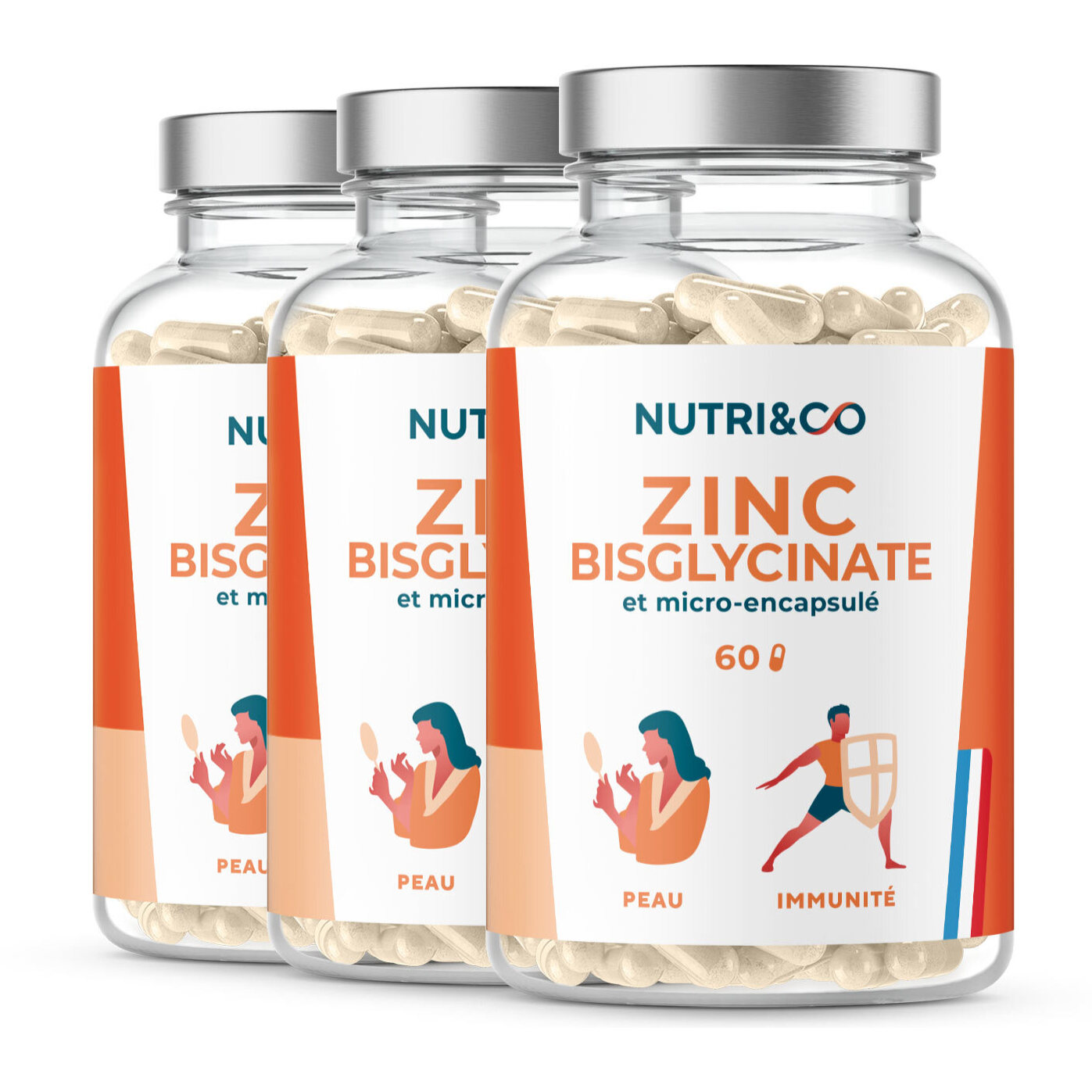 Zinc Bisglycinate & Sélénium - Immunité et Fertilité - 60 gélules Vegan - Lot de 3