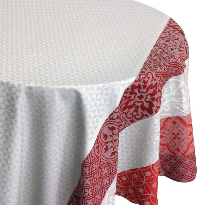 Nappe Ronde Enduite 'Mosaïque' - Rouge