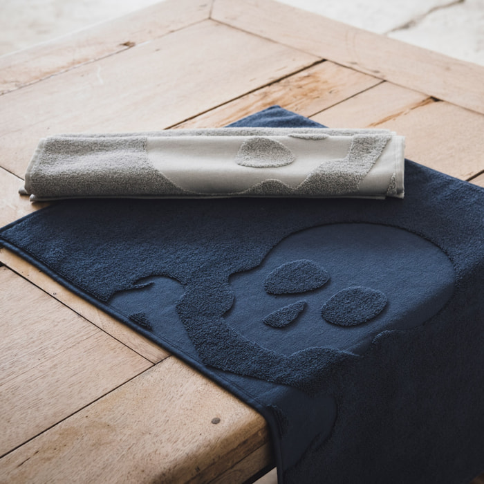 Alfombra de baño calavera 50x80cm 100% algodón 750gsm azul marino scalpers home