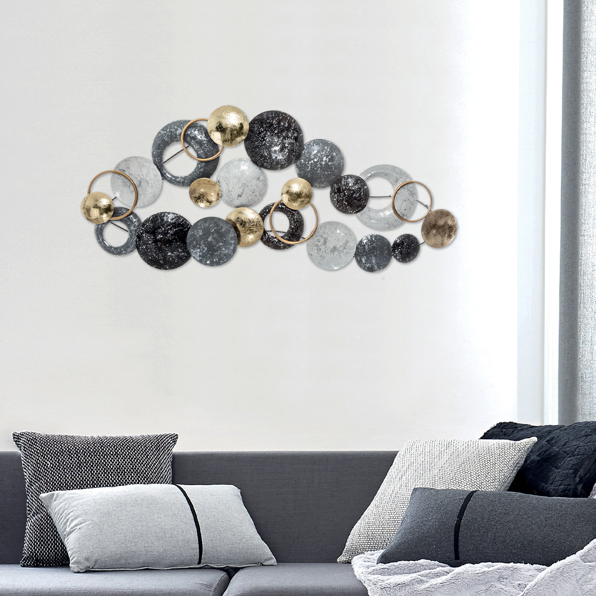 Déco murale bleue en métal 93x43 cm