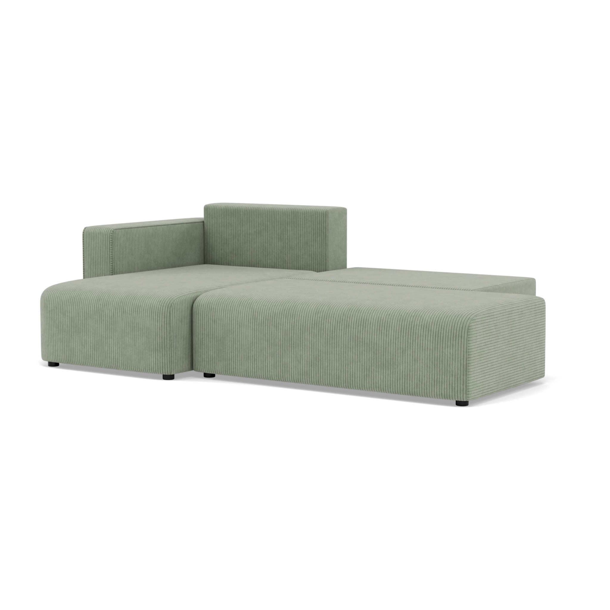 Topaze - canapé d'angle gauche 4 places convertible avec coffre sans accoudoir en velours côtelé - Vert sauge