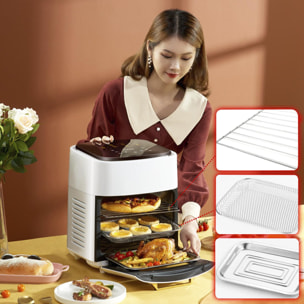 Friggitrice ad aria 2 in 1 con forno. 15 litri, 1800 W. Pannello touch, riscaldamento 3D, griglia antiaderente in acciaio inox.