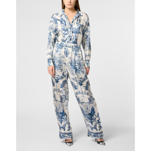 PHILIPP PLEIN Silk Pajama Pants Butterfly Tattoo