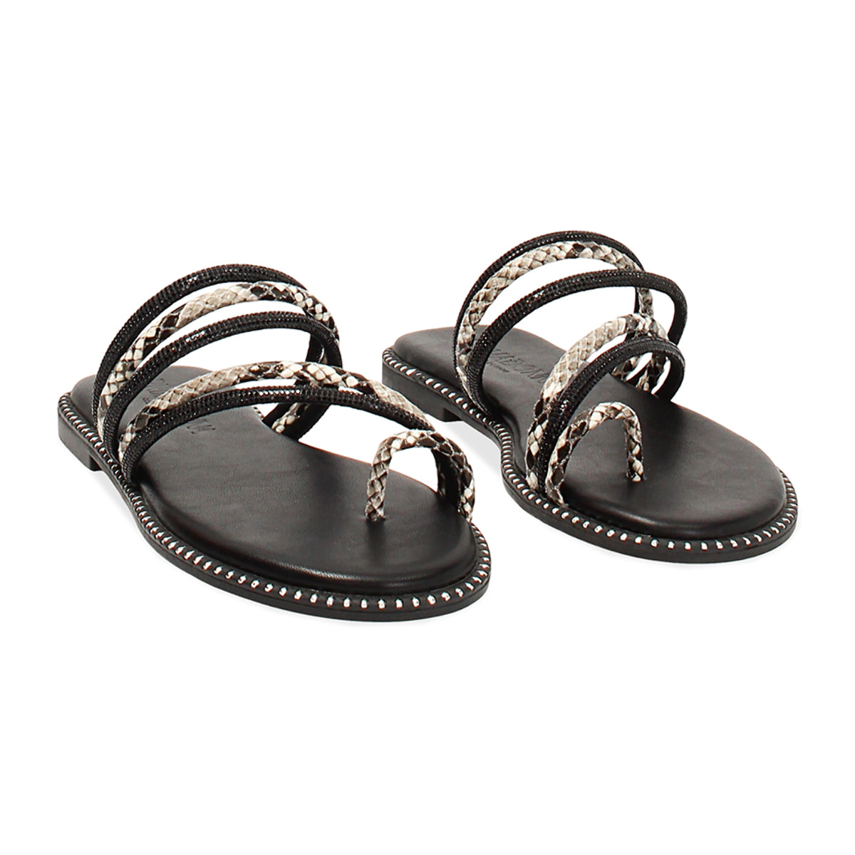 Sandali bassi beige con pietre
