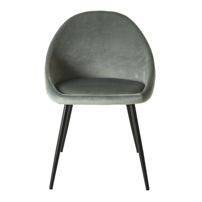 TOM - Lot de 2 chaises velours vert jade pieds métal noir