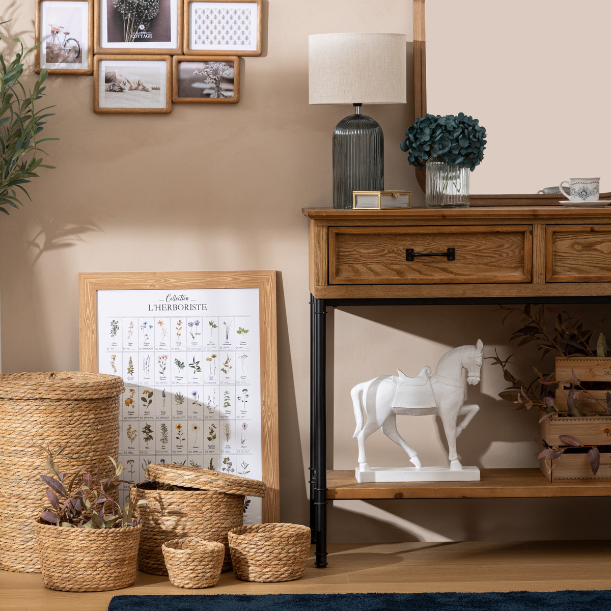 Console "Danik" - 2 tiroirs - bois et métal