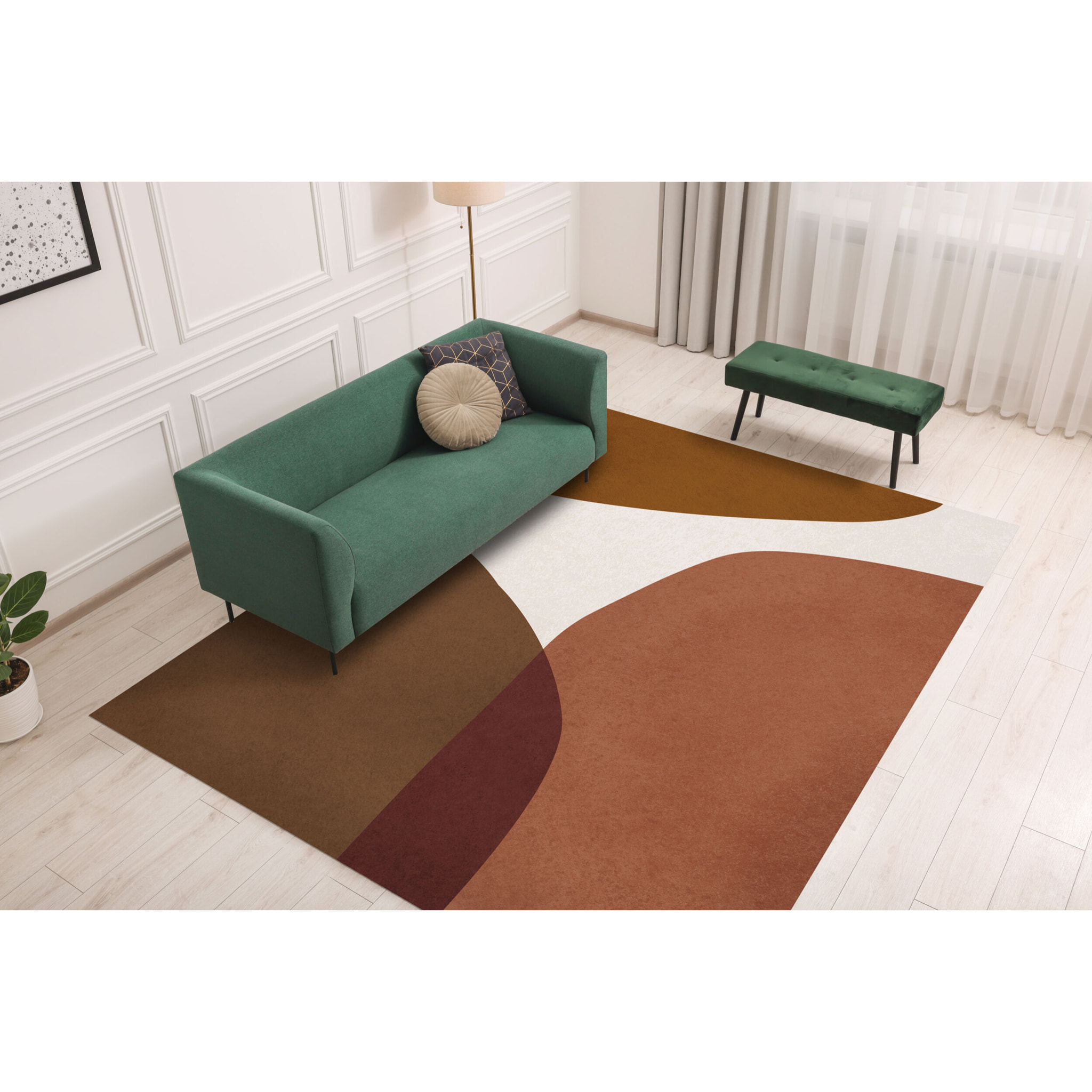 Alfombra de vinilo Galaxia marrón 100x133 cm -PVC antideslizante, vinilica para cocina o salón, lavable, estilo abstracto