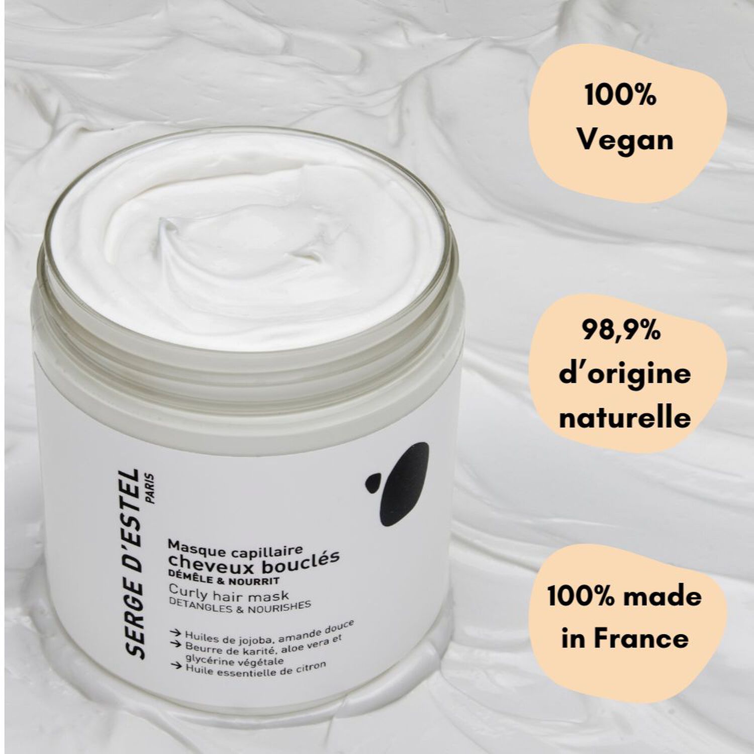 Cheveux Bouclés - Masque Démêlant et Nourissant pour Cheveux Bouclés