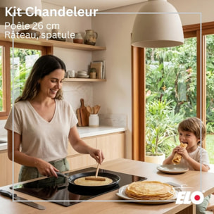 Set chandeleur crêpière 26 cm et 2 ustensiles Elo Ducato