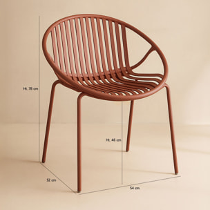 Lot de 4 fauteuils de table extérieur brique en polypropylène et métal CALYPSO