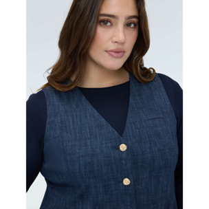 Fiorella Rubino - Gilet in Punto Milano con bottoni - Blu