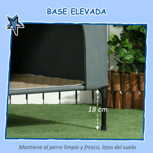 Caseta para Perros con Cubierta Exterior 110x75x87 cm Cama Elevada para Mascotas con Cojín y Ventanas de Malla Enrollable para Perros Grandes Gris