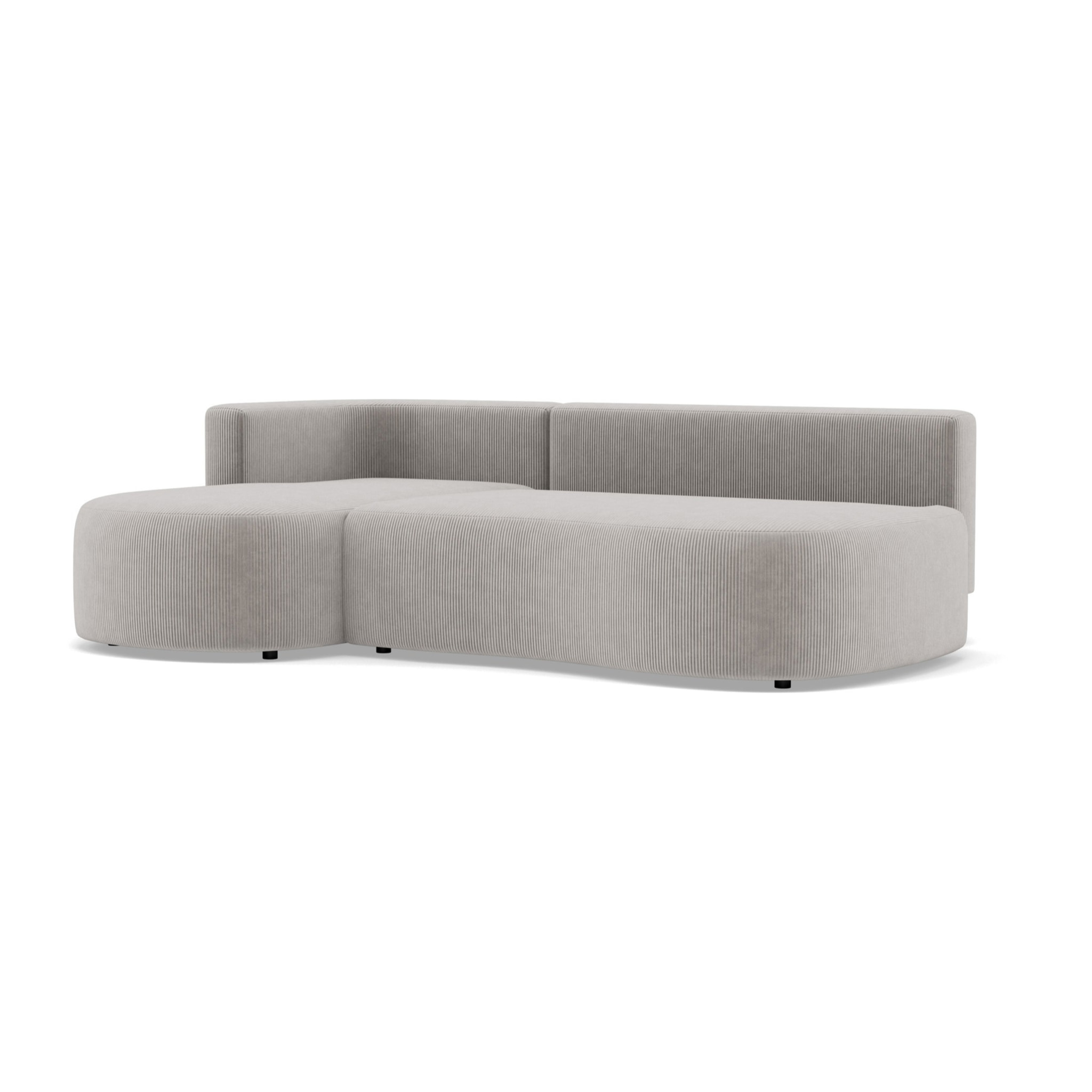 Mahina - canapé d'angle gauche 4 places convertible avec coffre en velours côtelé - Gris clair