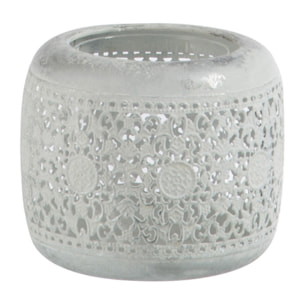 J-Line photophore Rond Oriental - métal/verre - blanc/argent - large - 2 pcs