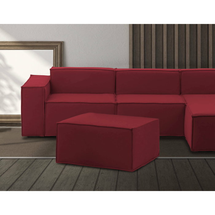 Pouf Barbara, Pouf da salotto, 100% Made in Italy, Poltroncina relax in tessuto imbottito, Cm 80x70h43, Rosso