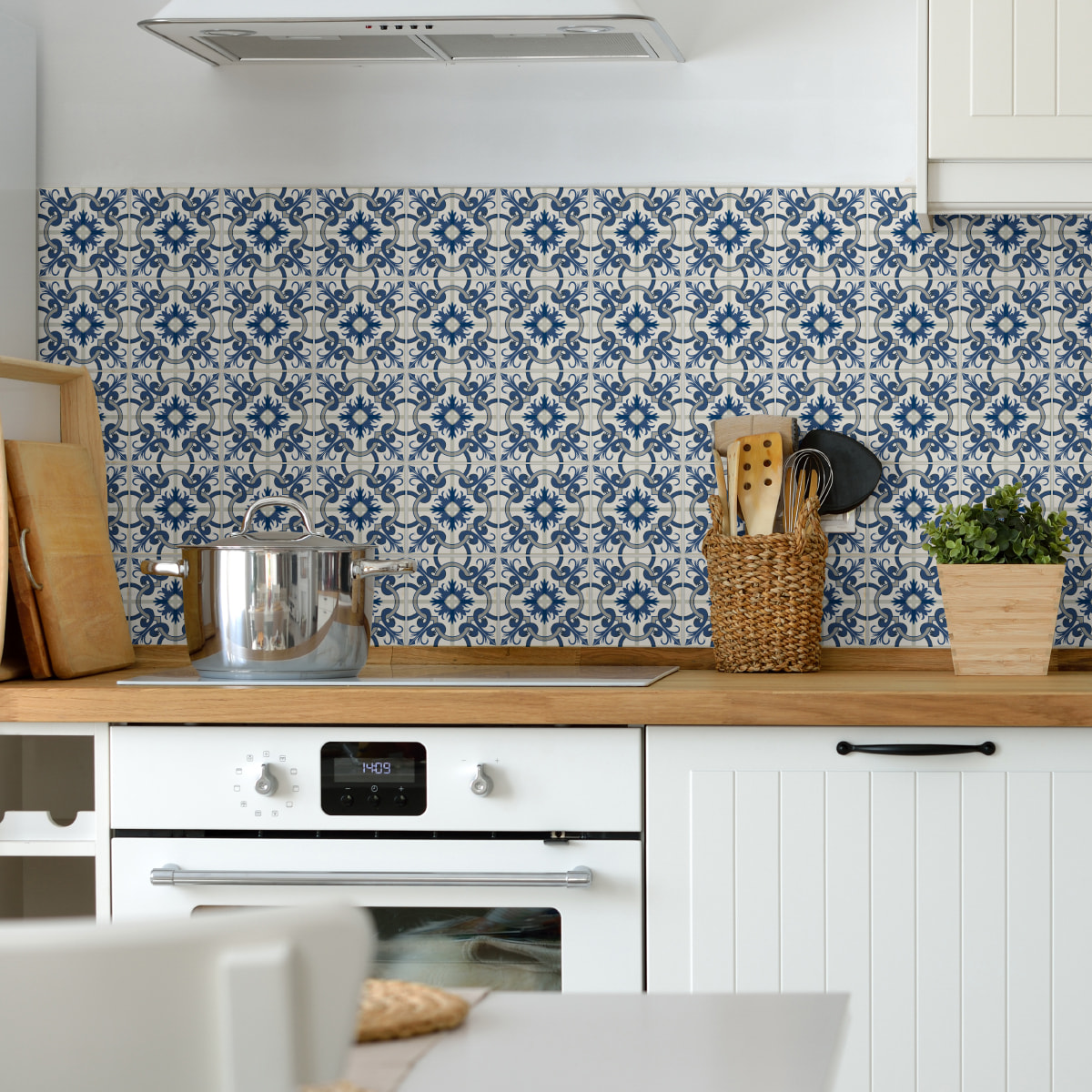 Stickers muraux - Sticker Mural Carrelage adhésif Cuisine Salle de Bain - 30 STICKERS CARREAUX DE CIMENT AZULEJOS ROSA