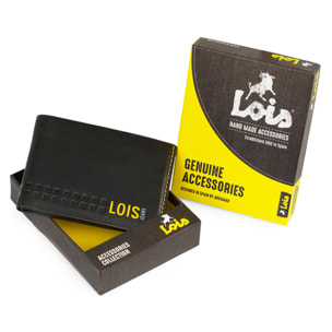 Cartera Hombre Piel Lois Temple Negro-Amarillo