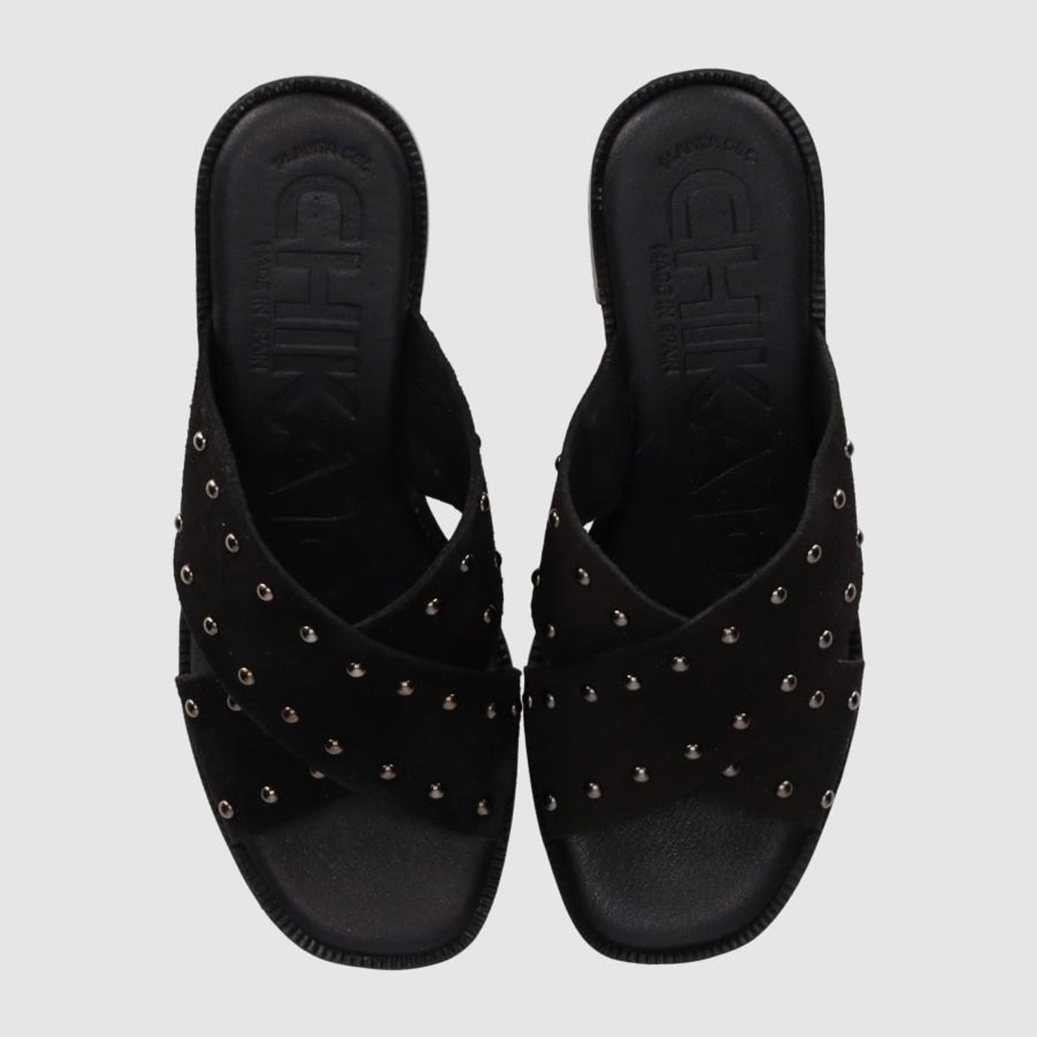 Sandalias de Serraje - Negro - Tacón: 8 cm