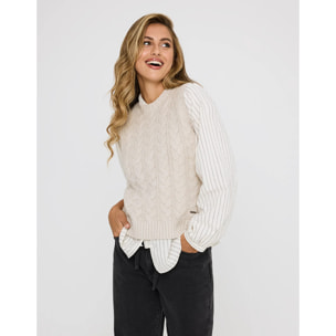 Chaleco Punto Grueso Beige - Alpica