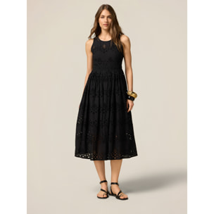 Oltre - Vestido acampanado de encaje bordado - Negro