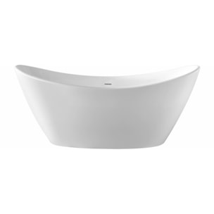 MSV - Anabelle Baignoire Îlot Ovale 170 cm en Acrylique Blanc Brillant, Baignoire 1 Place avec Vidage Central et Trop-plein Chromé