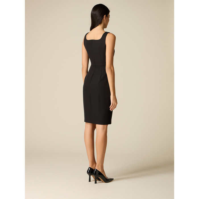 Oltre - Vestido tubo con hebilla metálica - Negro