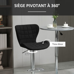Lot de 2 tabourets de bar – Hauteur réglable – Pivotants 360°