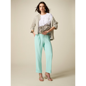 Oltre - Pantaloni in tessuto crêpe con pinces - Verde acqua